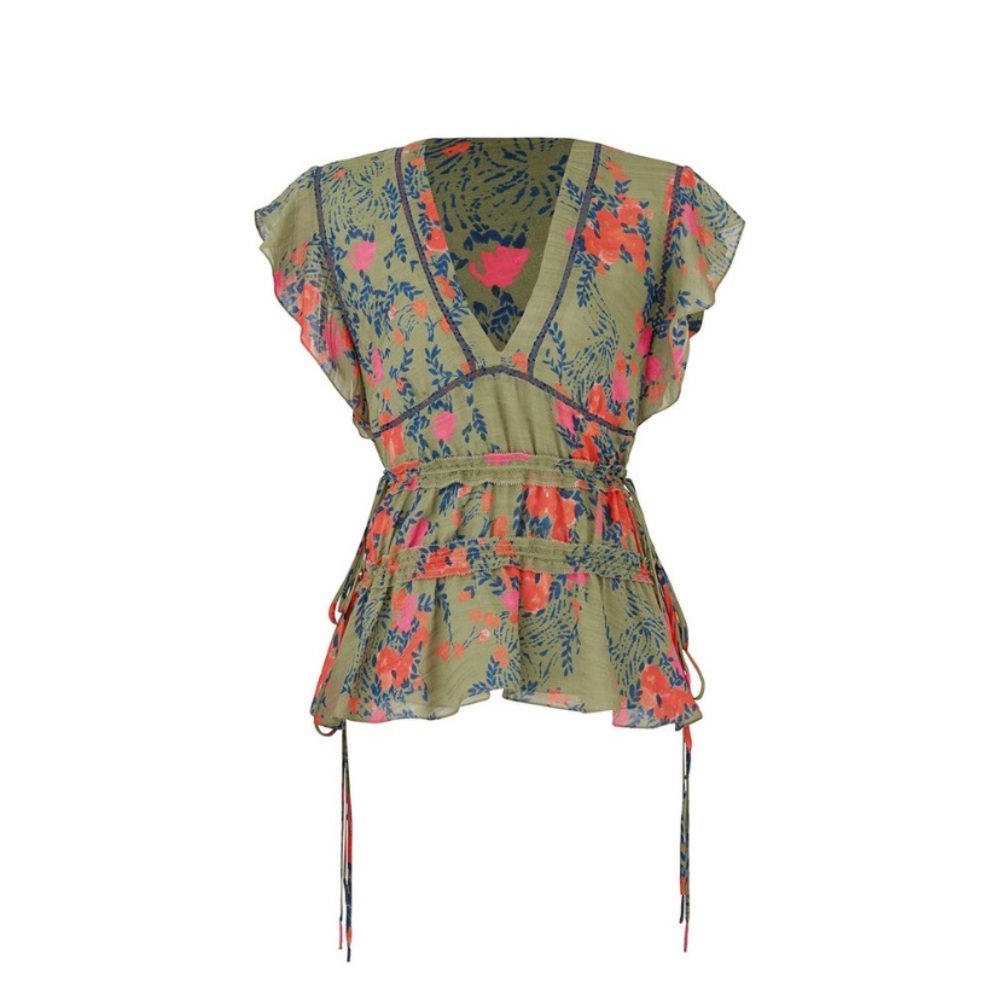 TANYA TAYLOR Anita Flutter Sleeve Blouse